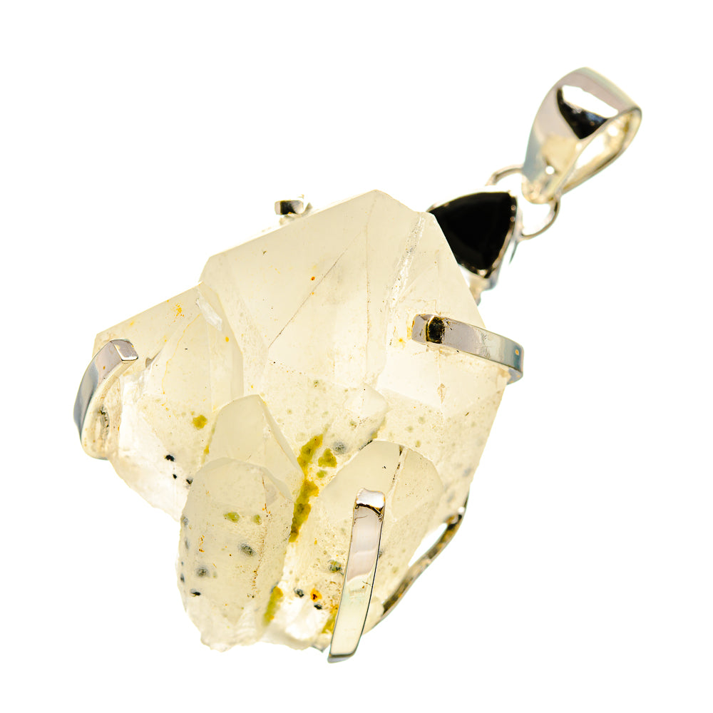 Green Tourmaline In Quartz Pendants handcrafted by Anasilvercos - PD745796