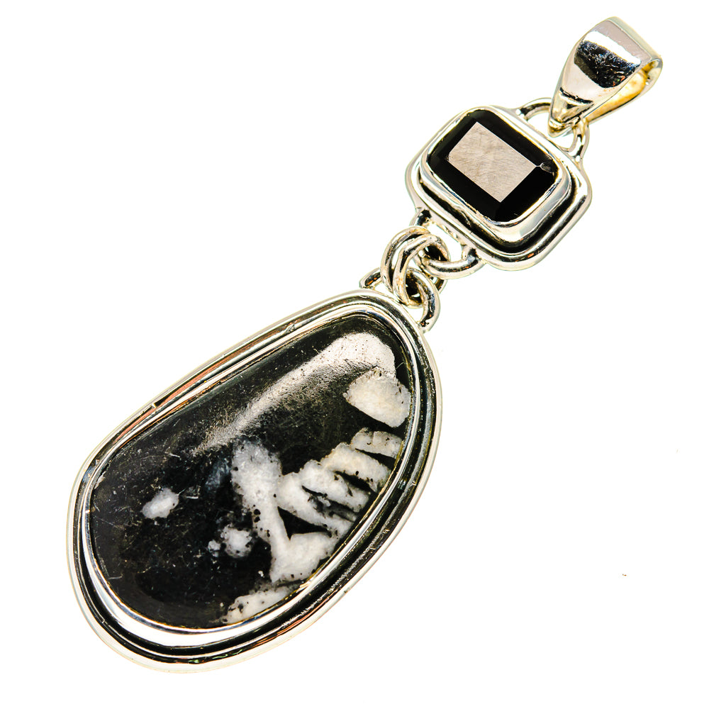 Pinolith Jasper, Black Onyx Pendants handcrafted by Anasilvercos - PD746231