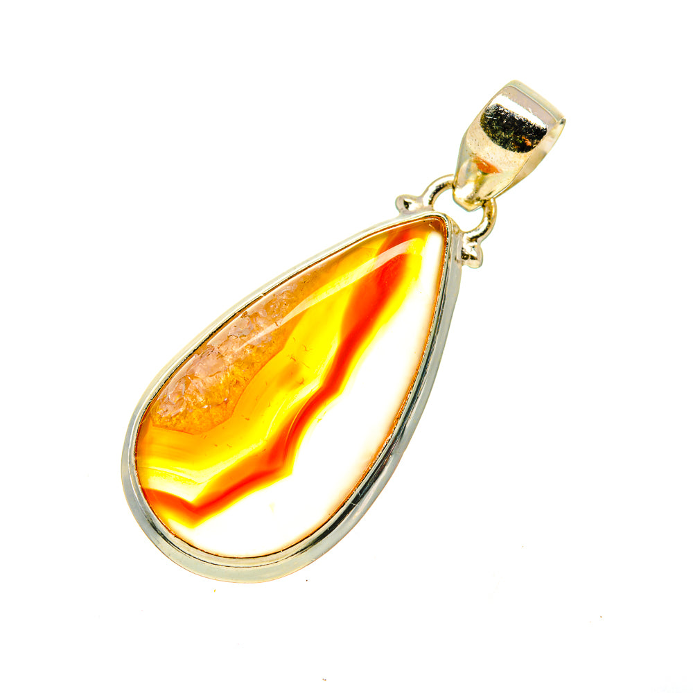 Orange Botswana Agate Pendants handcrafted by Anasilvercos - PD746775