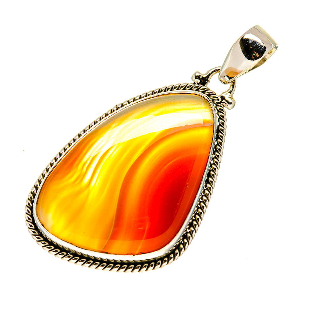 Orange Botswana Agate Pendants handcrafted by Anasilvercos - PD748256