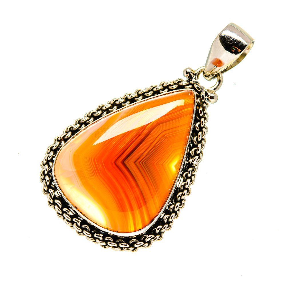 Orange Botswana Agate Pendants handcrafted by Anasilvercos - PD748653
