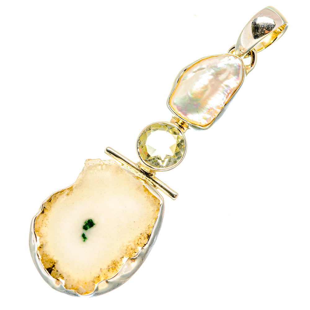 White Solar Quartz Pendants handcrafted by Anasilvercos - PD7488