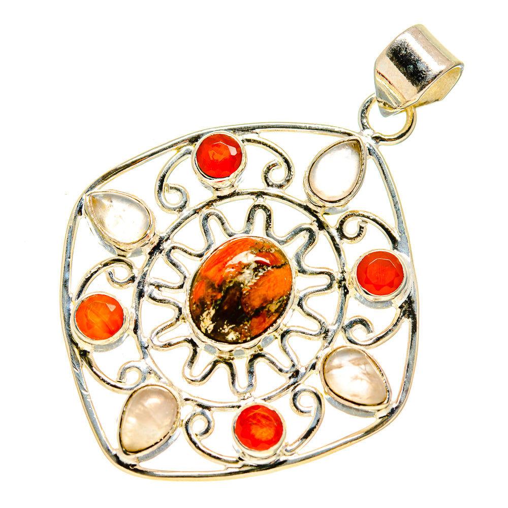 Orange Copper Composite Turquoise Pendants handcrafted by Anasilvercos - PD751576