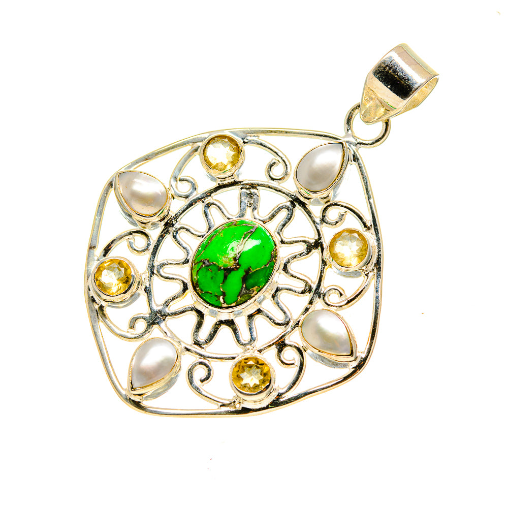 Green Copper Composite Turquoise Pendants handcrafted by Anasilvercos - PD751703