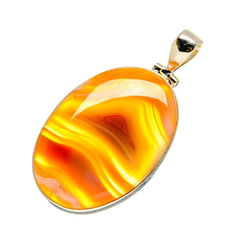 Orange Botswana Agate Pendants handcrafted by Anasilvercos - PD753250