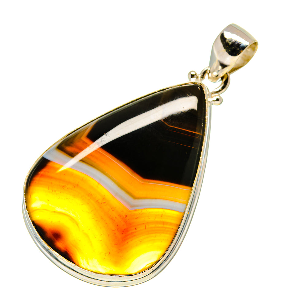 Black Botswana Agate Pendants handcrafted by Anasilvercos - PD753686