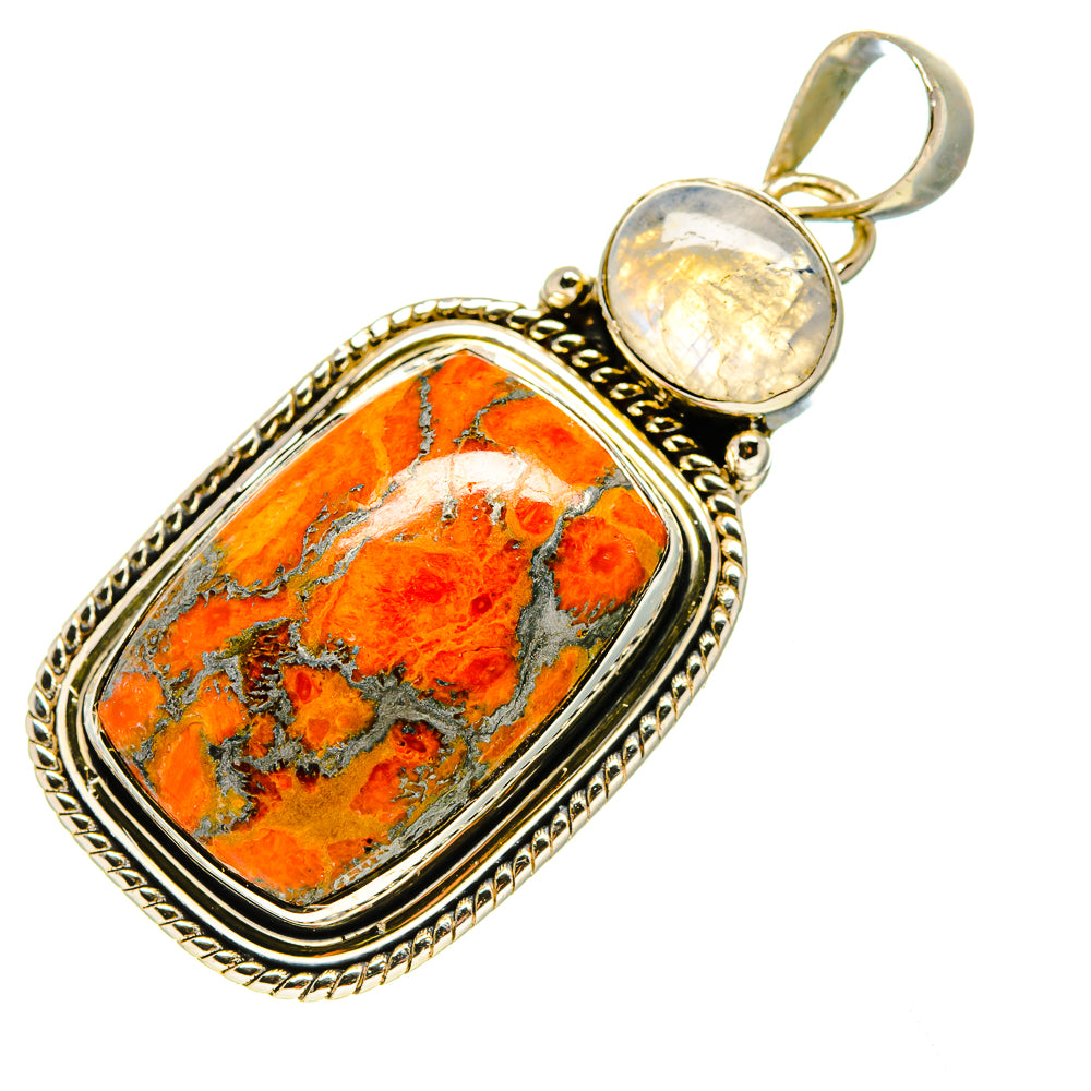Orange Copper Composite Turquoise Pendants handcrafted by Anasilvercos - PD754198