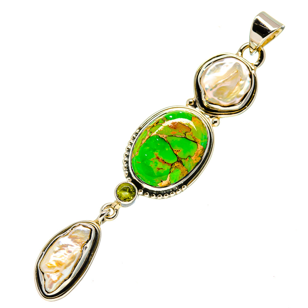 Green Copper Composite Turquoise Pendants handcrafted by Anasilvercos - PD754259