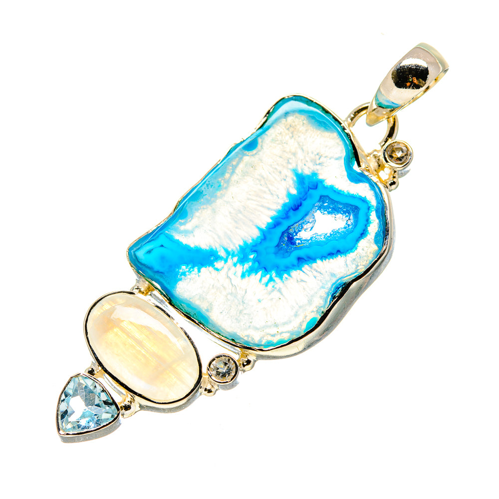 Blue Geode Slice Pendants handcrafted by Anasilvercos - PD754556