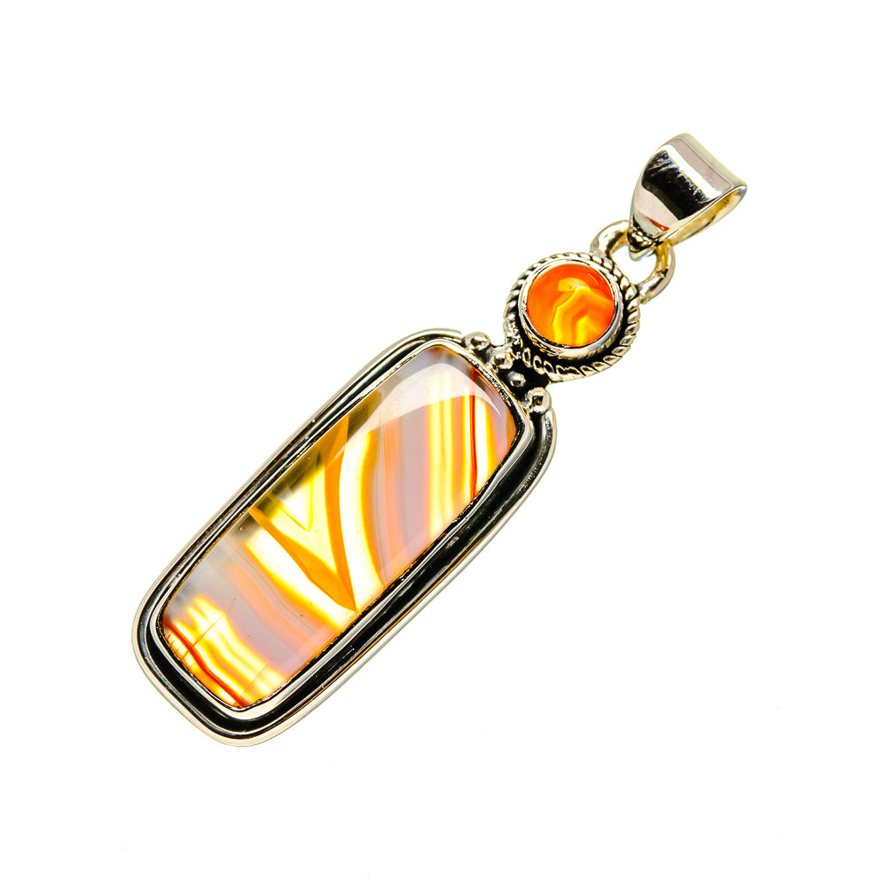 Orange Botswana Agate Pendants handcrafted by Anasilvercos - PD754562