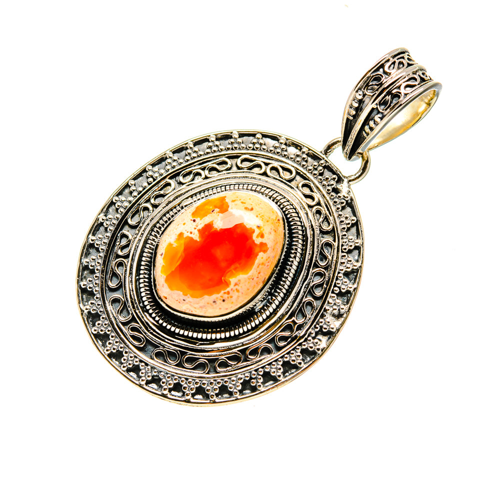Mexican Fire Opal Pendants handcrafted by Anasilvercos - PD754579