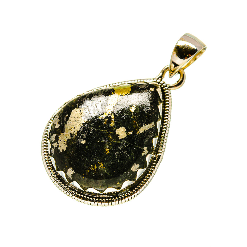 Pyrite In Black Onyx Pendants handcrafted by Anasilvercos - PD754698