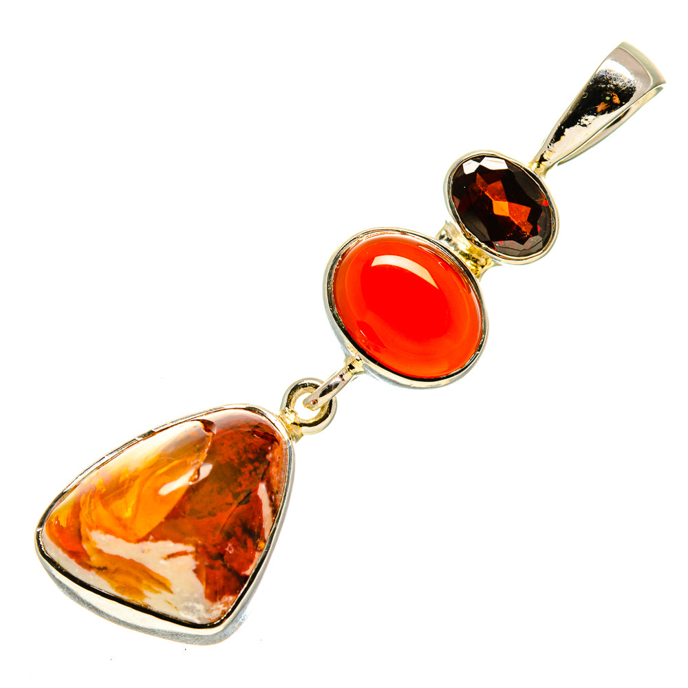 Mexican Fire Opal Pendants handcrafted by Anasilvercos - PD755067