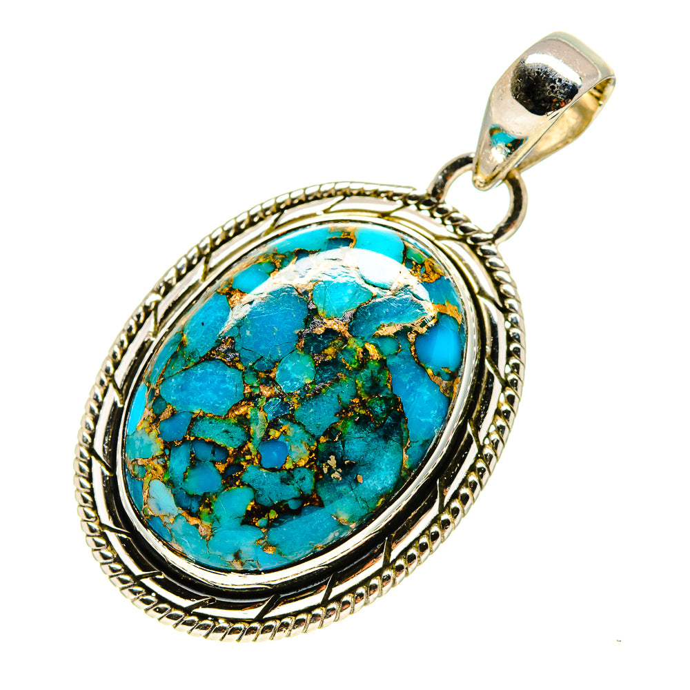 Blue Copper Composite Turquoise Pendants handcrafted by Anasilvercos - PD755134