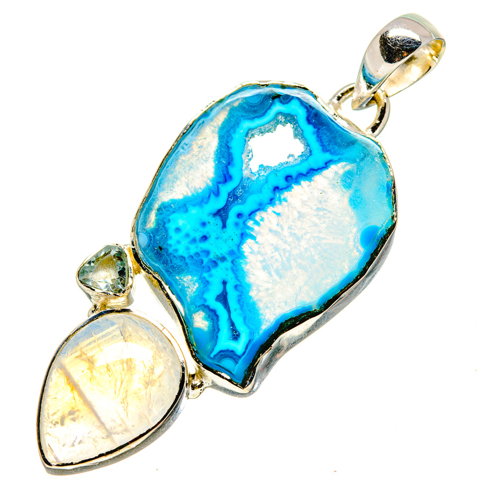 Blue Geode Slice Pendants handcrafted by Anasilvercos - PD755216