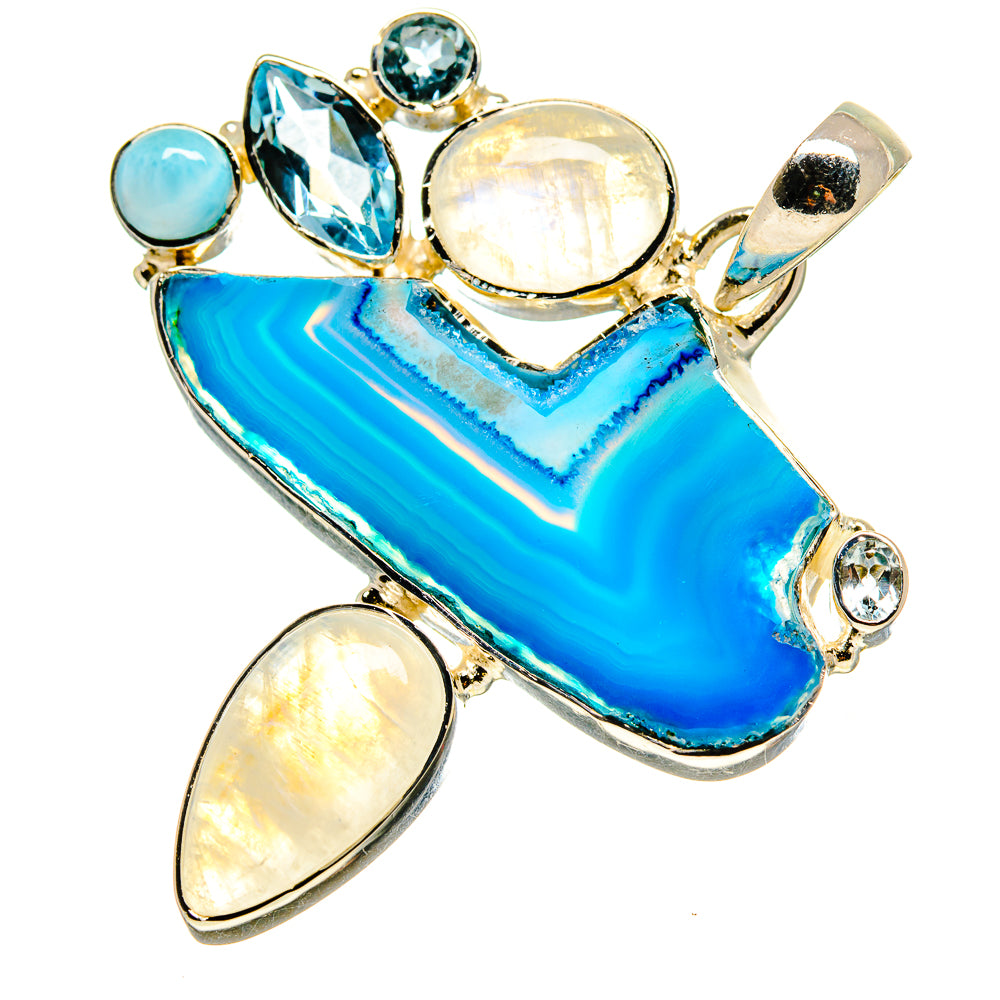 Blue Geode Slice Pendants handcrafted by Anasilvercos - PD755267