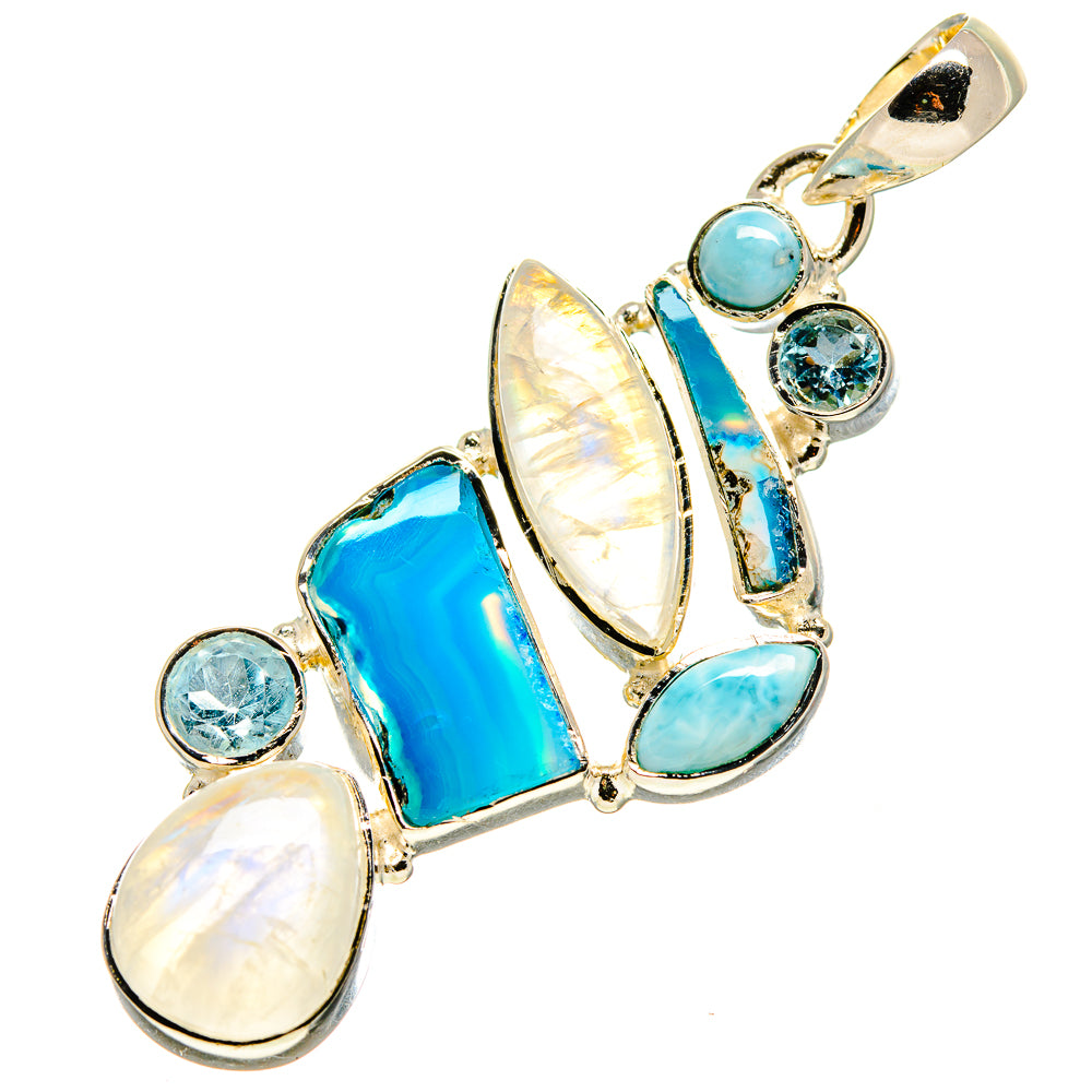 Blue Botswana Agate Pendants handcrafted by Anasilvercos - PD755268