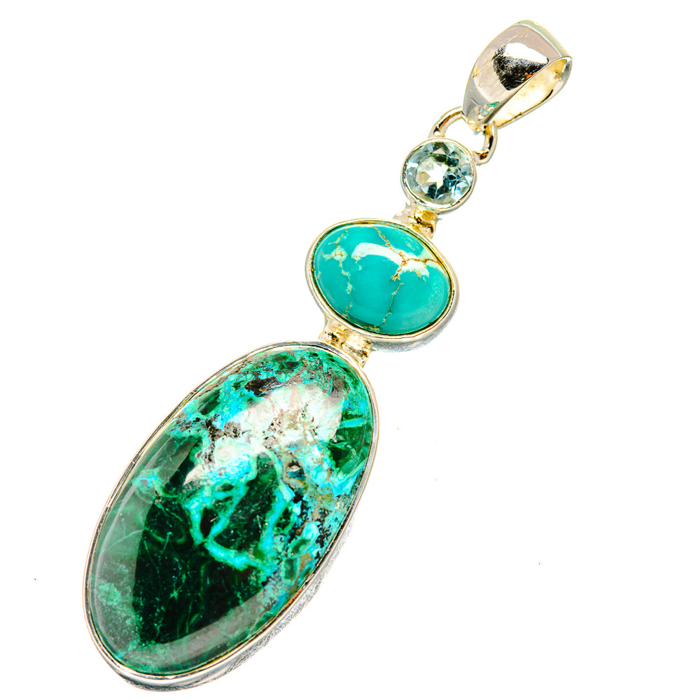 Malachite In Chrysocolla Pendants handcrafted by Anasilvercos - PD7554