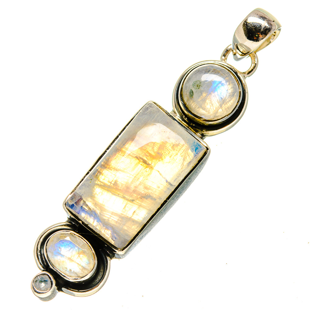 Rainbow Moonstone Pendants handcrafted by Anasilvercos - PD755598
