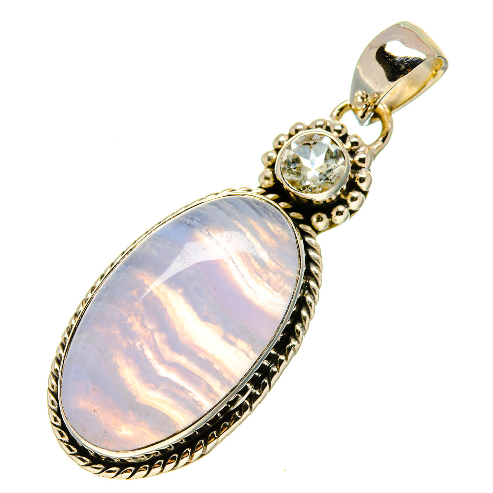 Blue Lace Agate Pendants handcrafted by Anasilvercos - PD755788