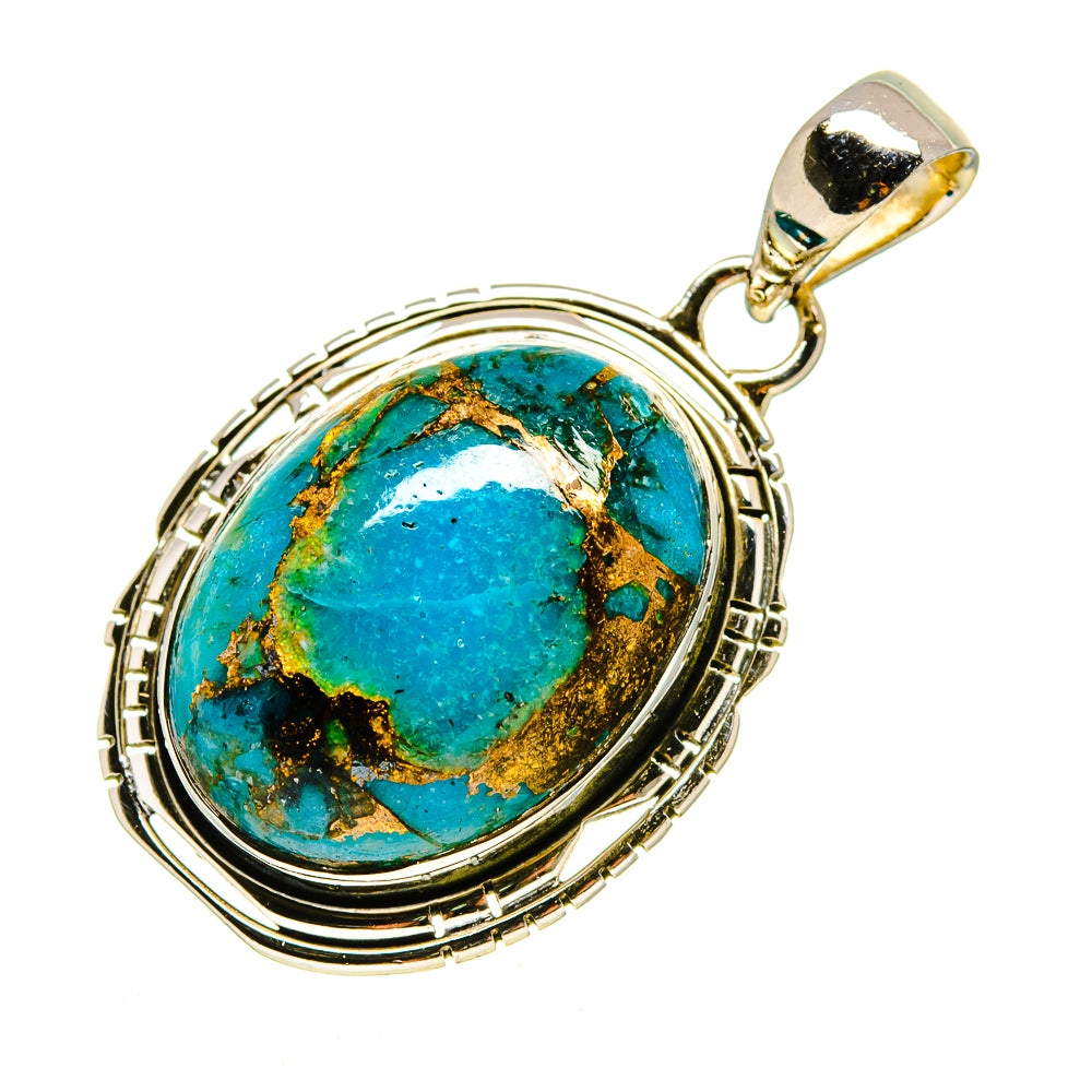 Blue Copper Composite Turquoise Pendants handcrafted by Anasilvercos - PD756064