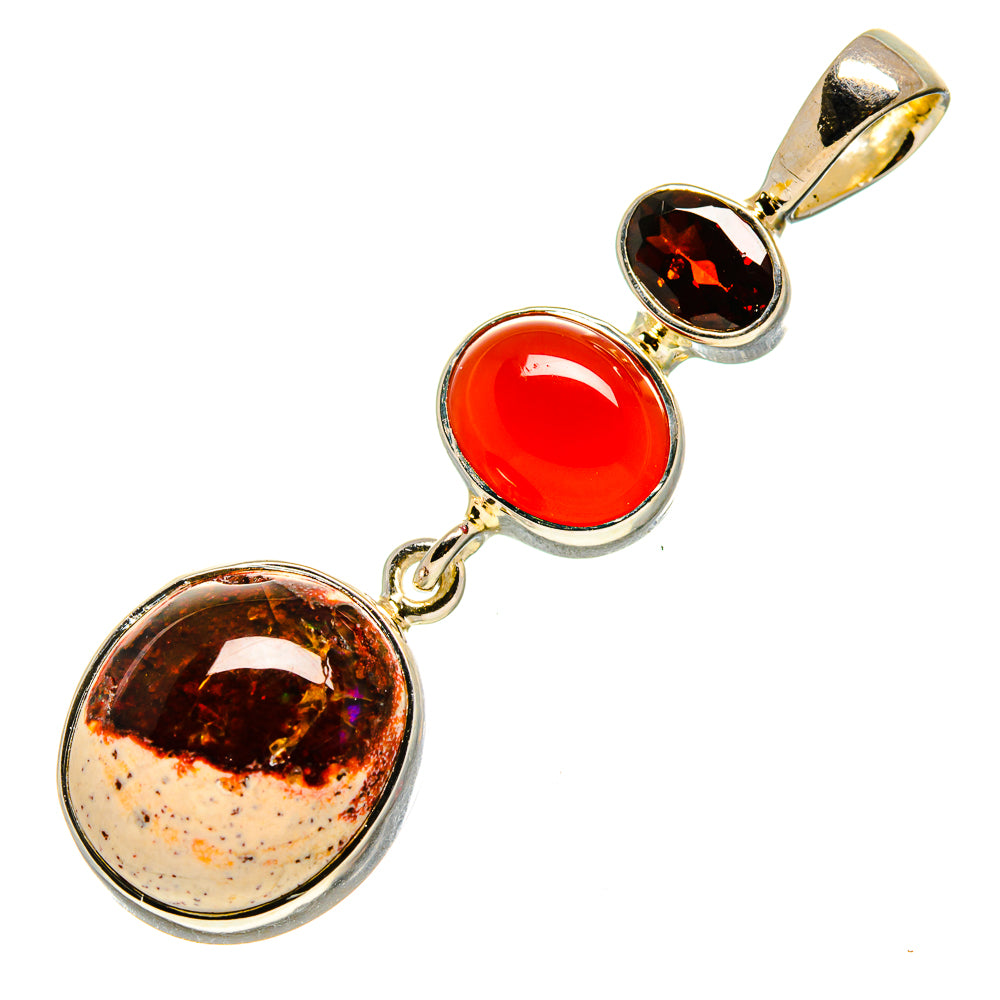 Mexican Fire Opal Pendants handcrafted by Anasilvercos - PD756148