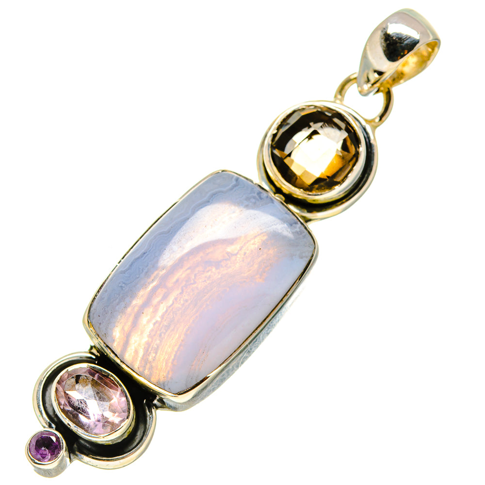 Blue Lace Agate Pendants handcrafted by Anasilvercos - PD756286