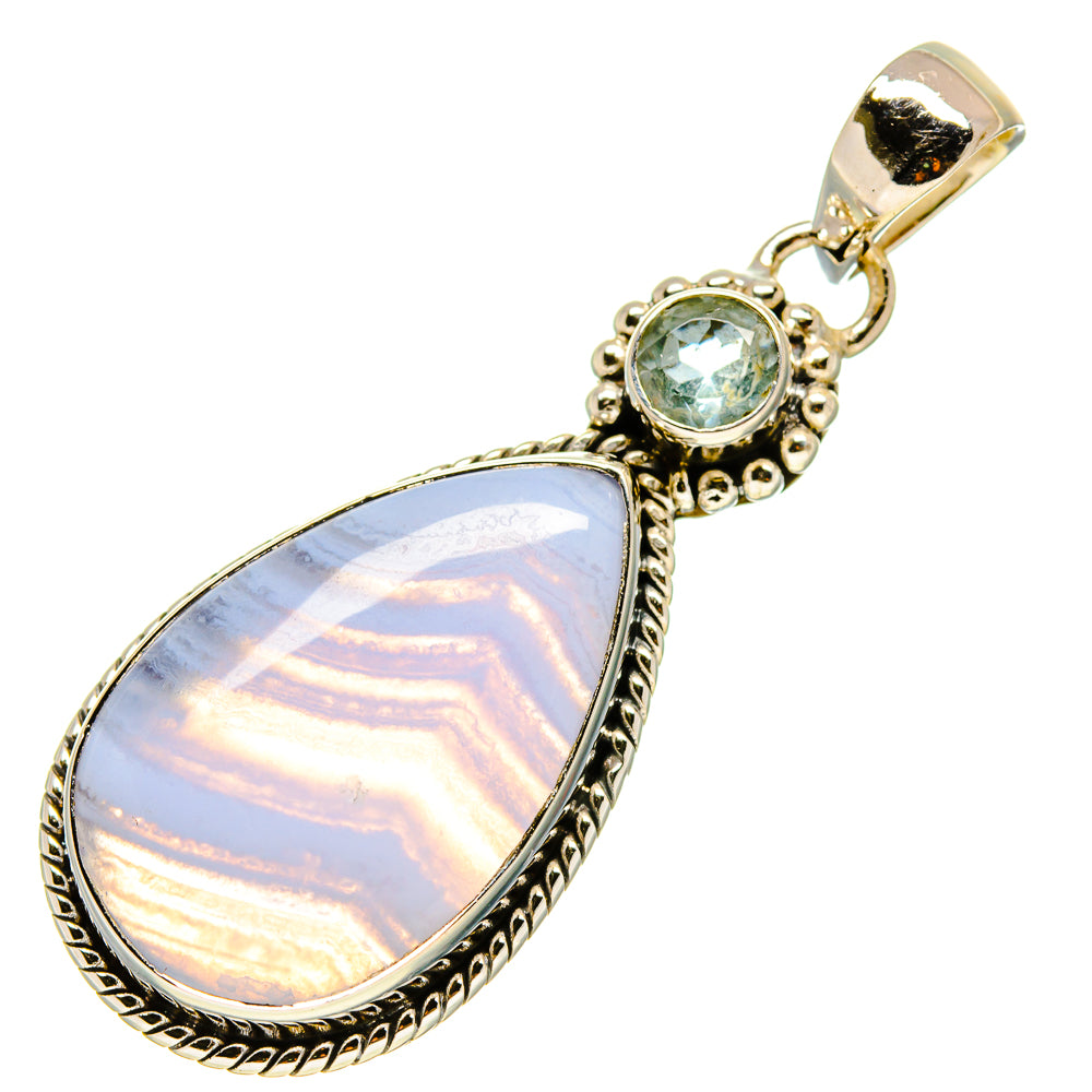 Blue Lace Agate Pendants handcrafted by Anasilvercos - PD756392