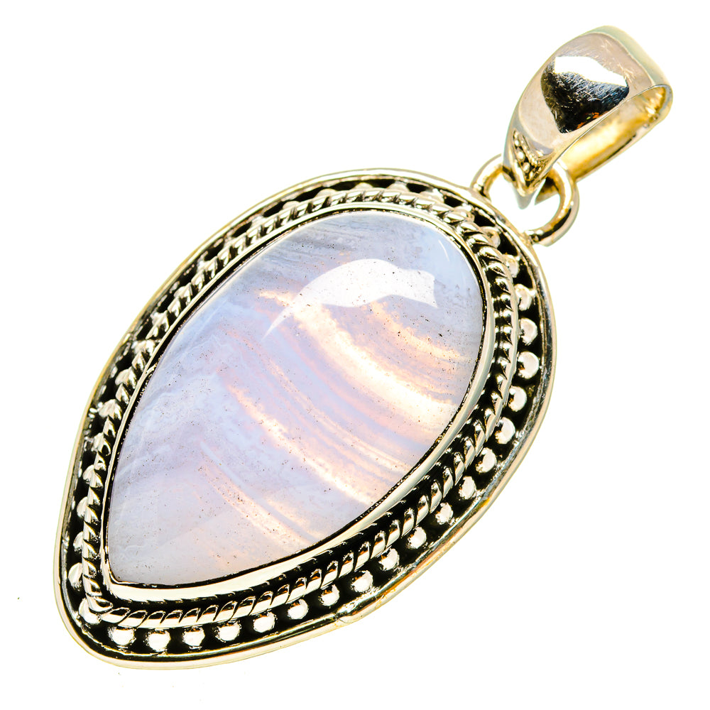Blue Lace Agate Pendants handcrafted by Anasilvercos - PD756511
