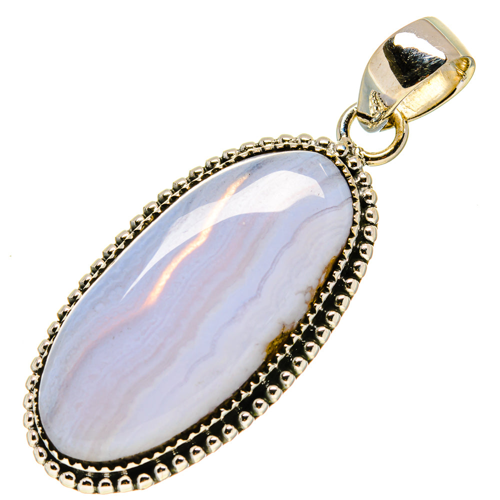 Blue Lace Agate Pendants handcrafted by Anasilvercos - PD756536