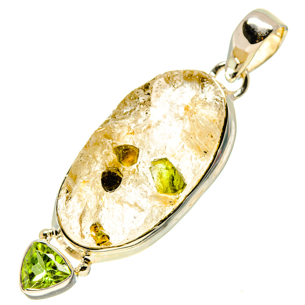 Green Tourmaline In Quartz Pendants handcrafted by Anasilvercos - PD756562