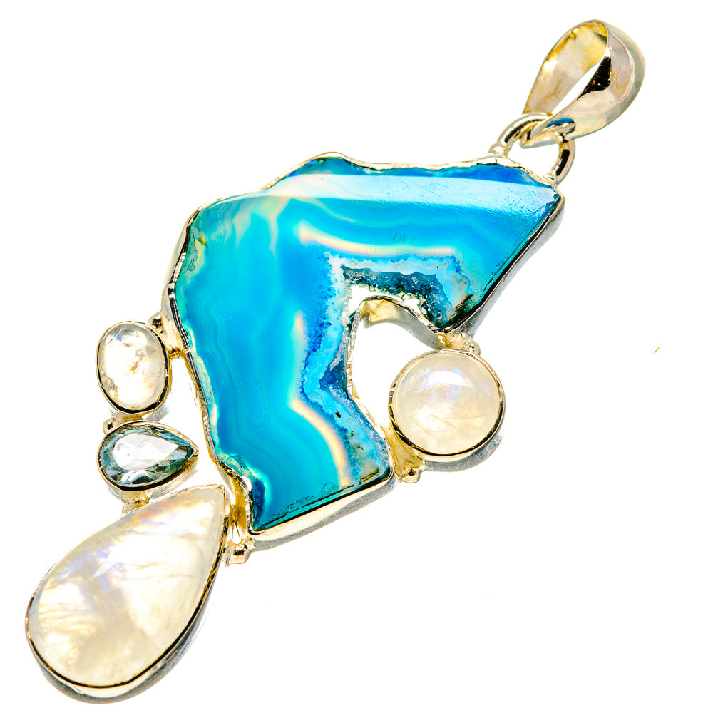 Blue Geode Slice Pendants handcrafted by Anasilvercos - PD756570