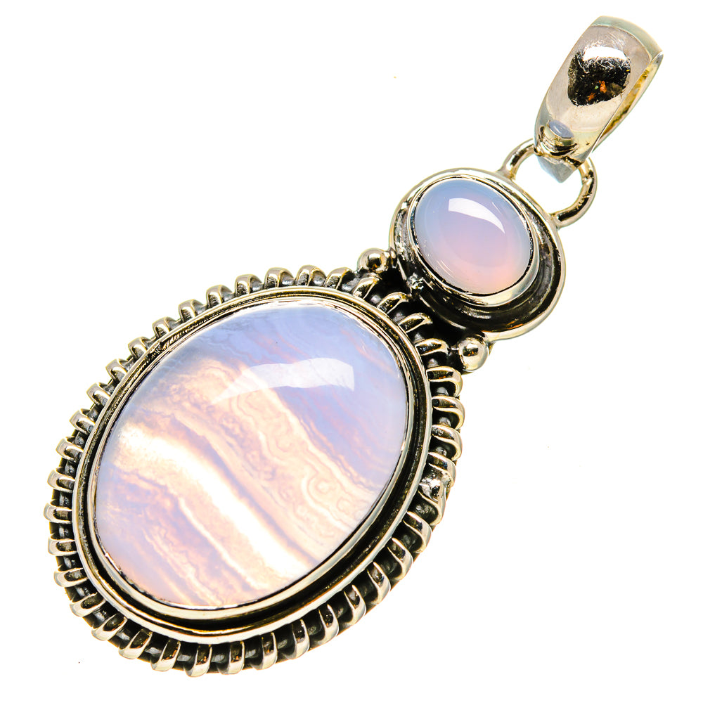 Blue Lace Agate Pendants handcrafted by Anasilvercos - PD756580