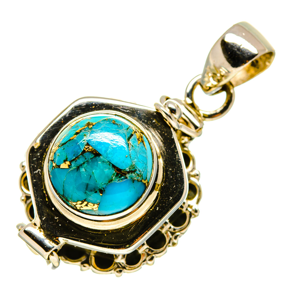 Blue Copper Composite Turquoise Pendants handcrafted by Anasilvercos - PD756625