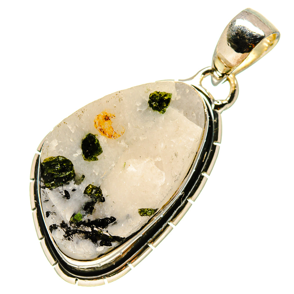 Green Tourmaline In Quartz Pendants handcrafted by Anasilvercos - PD756666