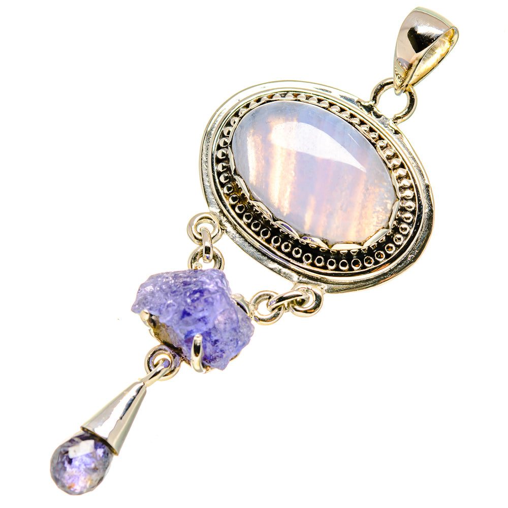 Blue Lace Agate Pendants handcrafted by Anasilvercos - PD756690