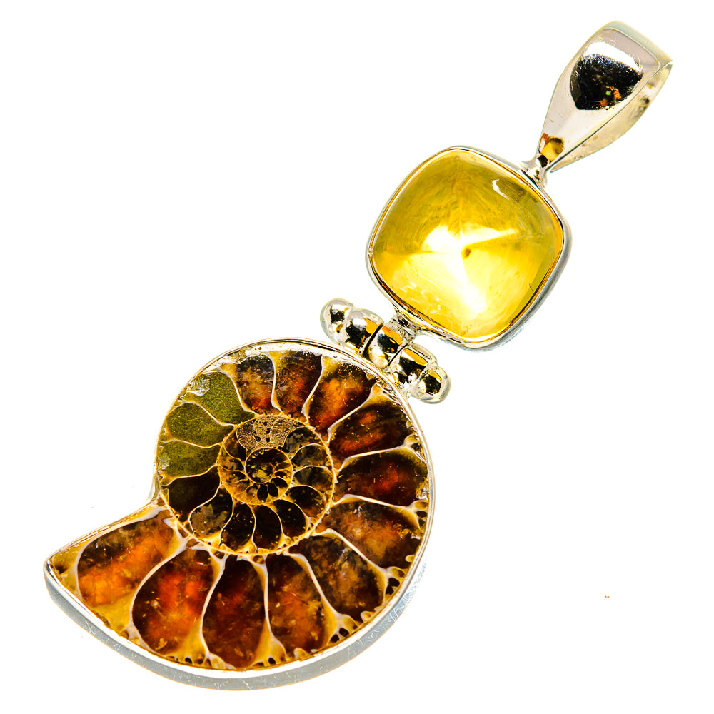Ammonite Fossil, Citrine Pendants handcrafted by Anasilvercos - PD757137