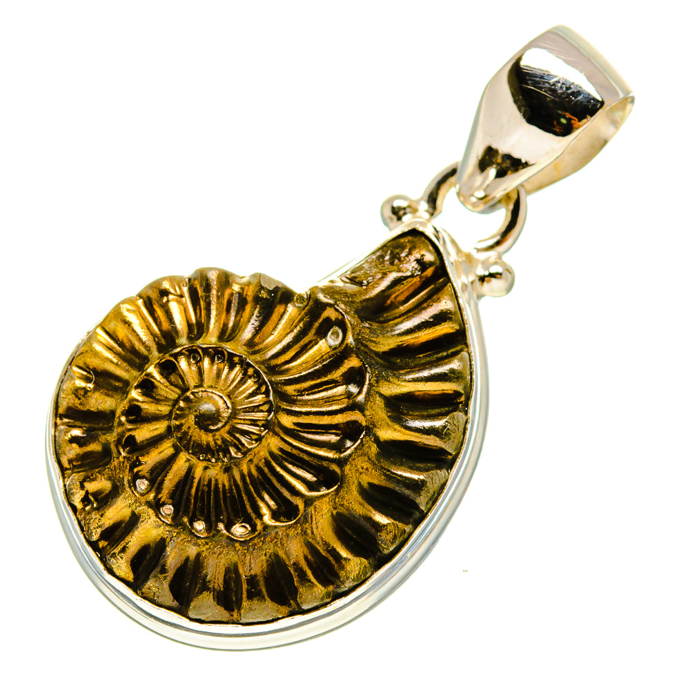 Pyrite Fossil Pendants handcrafted by Anasilvercos - PD757197