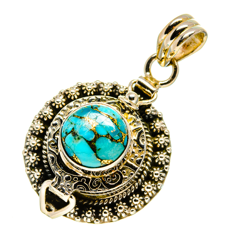 Blue Copper Composite Turquoise Pendants handcrafted by Anasilvercos - PD757495
