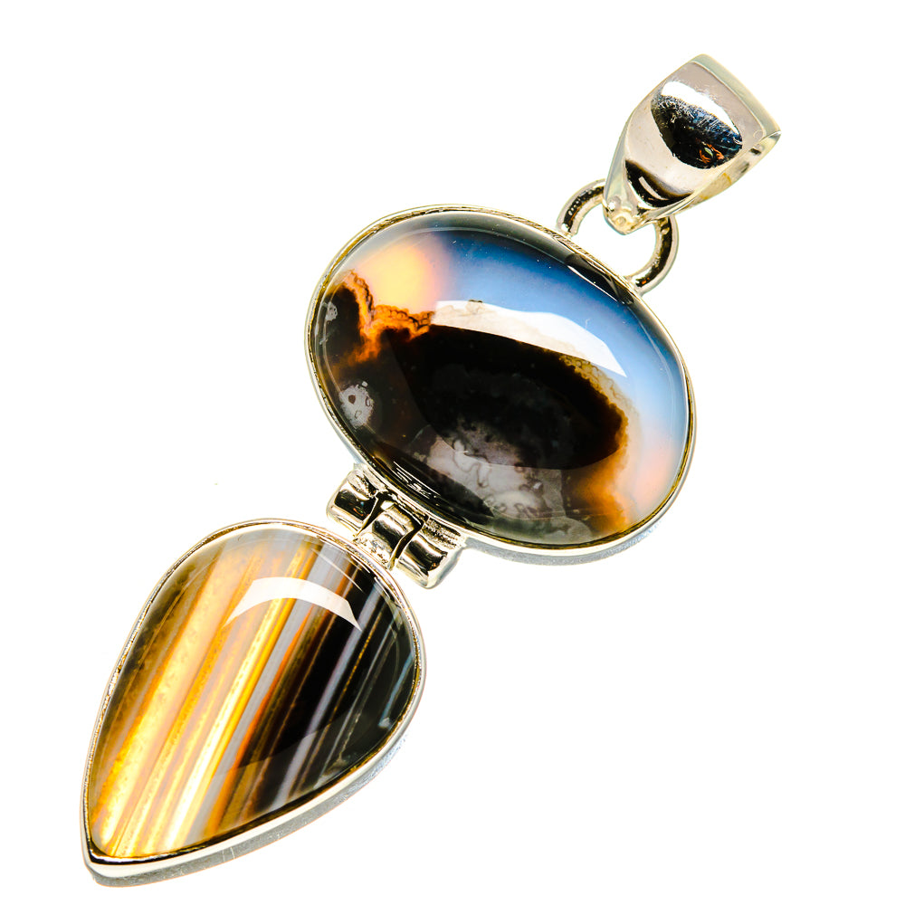 Black Botswana Agate Pendants handcrafted by Anasilvercos - PD757582