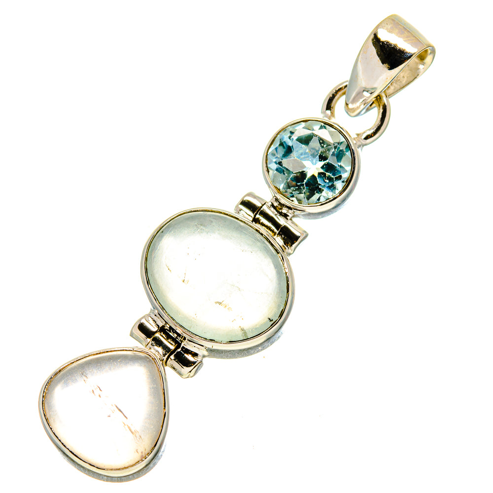 Prehnite, Rose Quartz, Blue Topaz Pendants handcrafted by Anasilvercos - PD757679