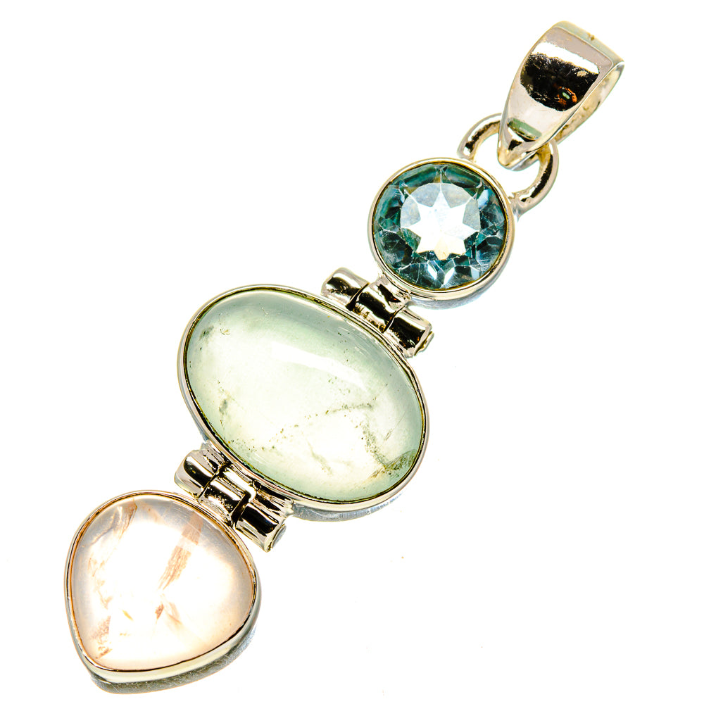 Prehnite, Rose Quartz, Blue Topaz Pendants handcrafted by Anasilvercos - PD757680