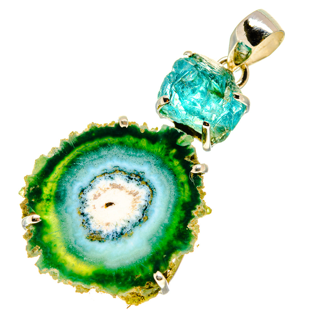 Green Solar Quartz, Blue Fluorite Pendants handcrafted by Anasilvercos - PD757685