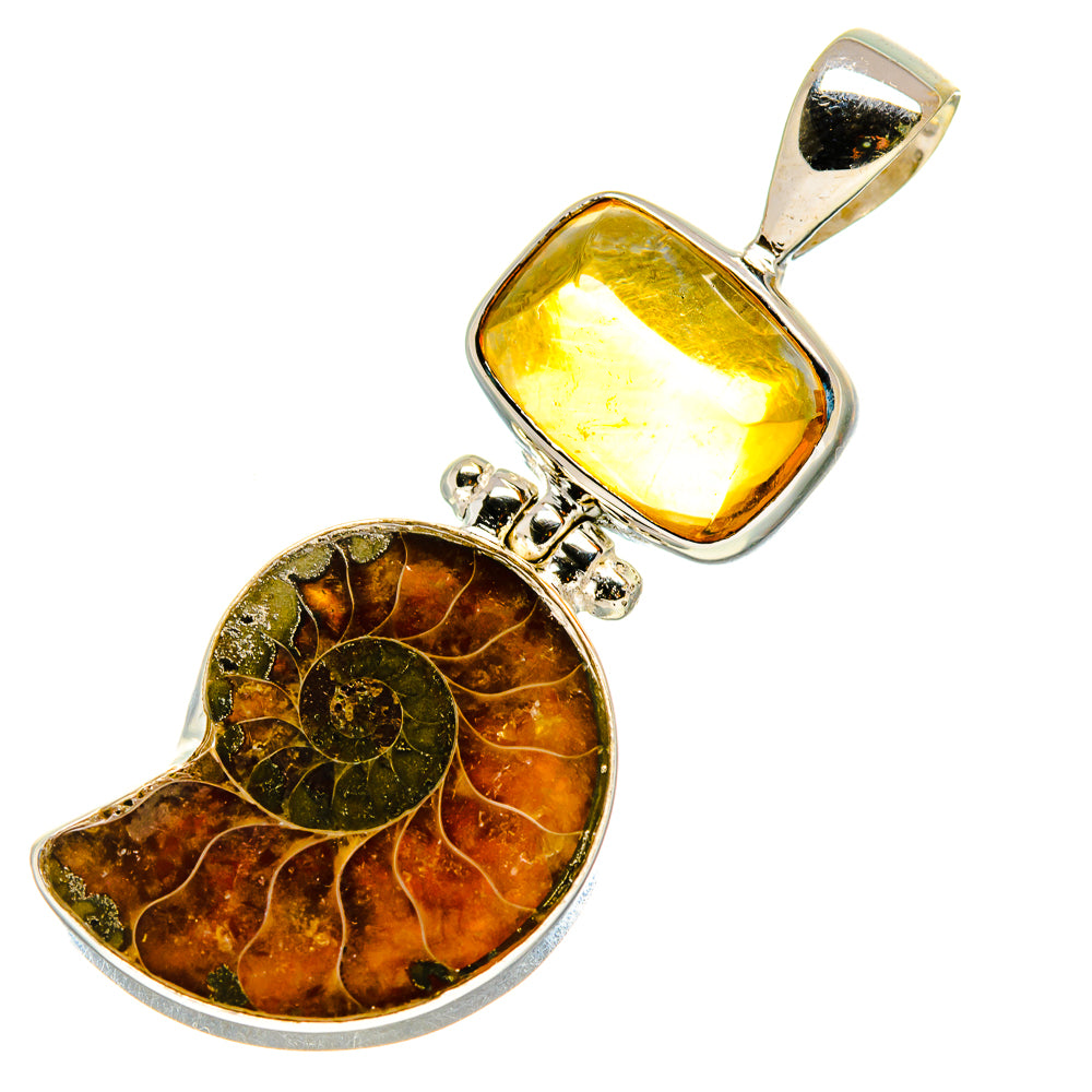 Ammonite Fossil, Citrine Pendants handcrafted by Anasilvercos - PD757691