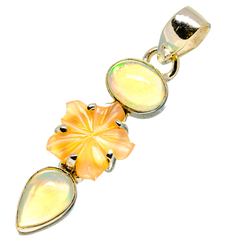 Peach Moonstone, Ethiopian Opal Pendants handcrafted by Anasilvercos - PD757695