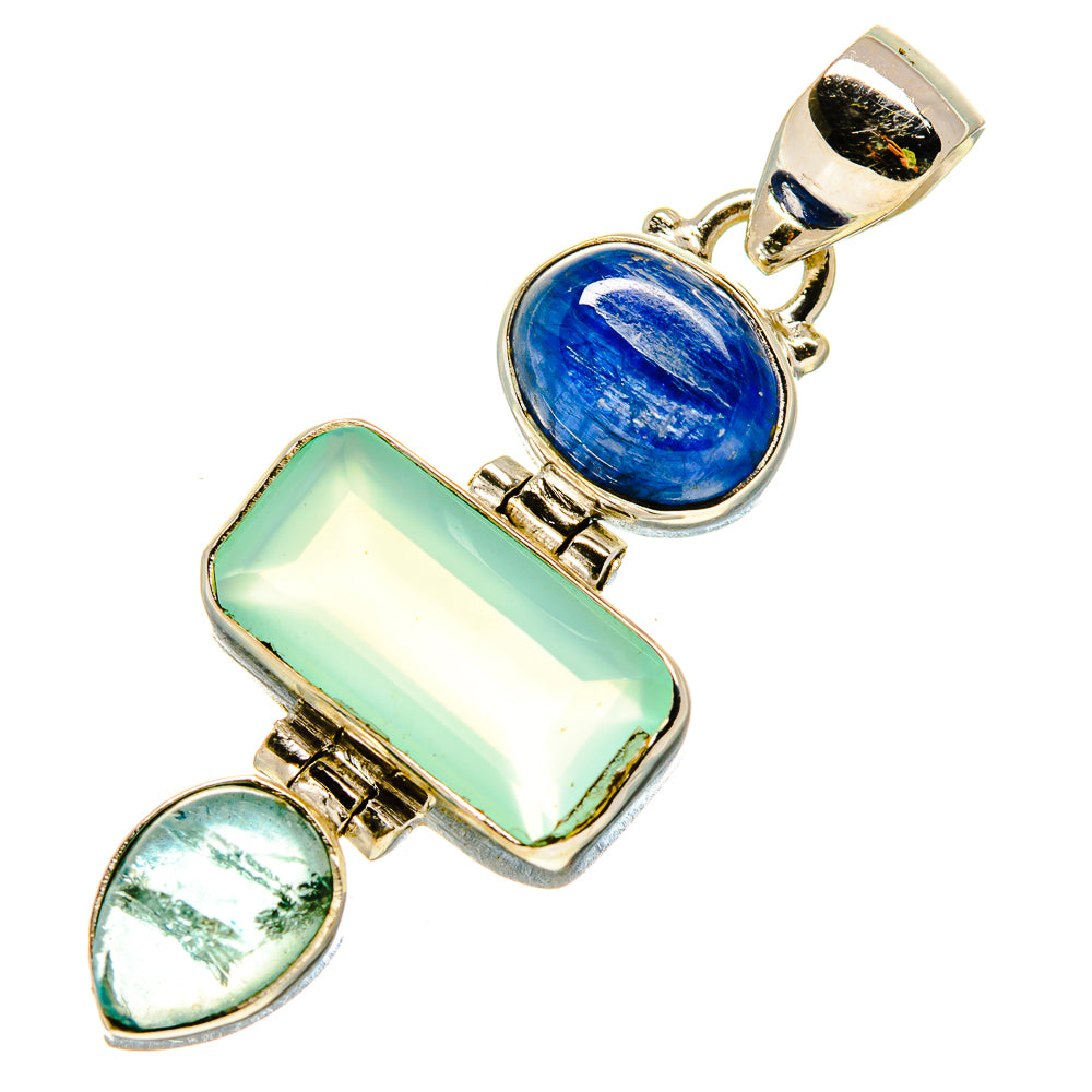 Aqua Chalcedony, Kyanite, Blue Fluorite Pendants handcrafted by Anasilvercos - PD757696