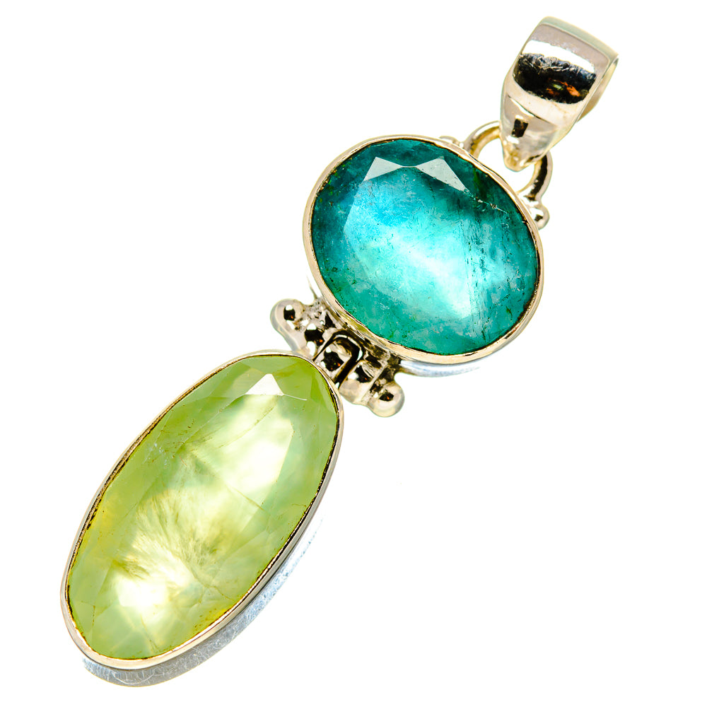 Prehnite, Green Fluorite Pendants handcrafted by Anasilvercos - PD757697