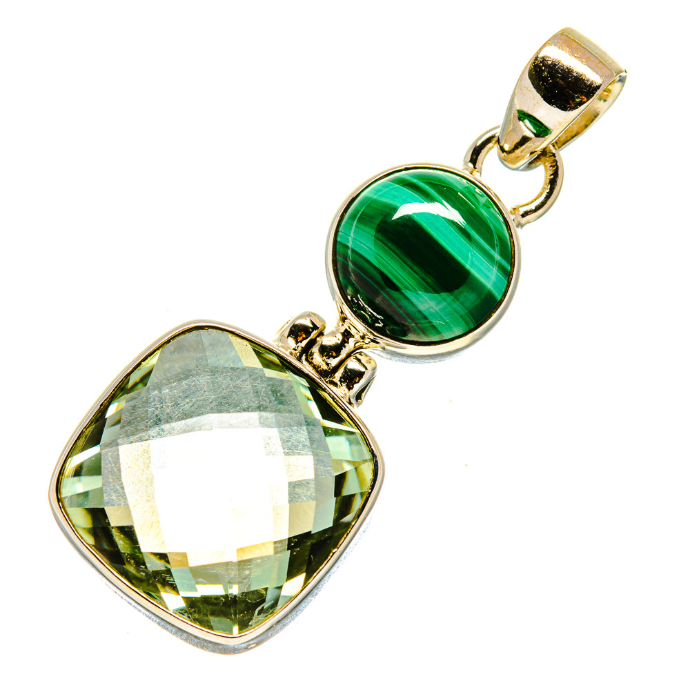Green Amethyst, Malachite Pendants handcrafted by Anasilvercos - PD757700