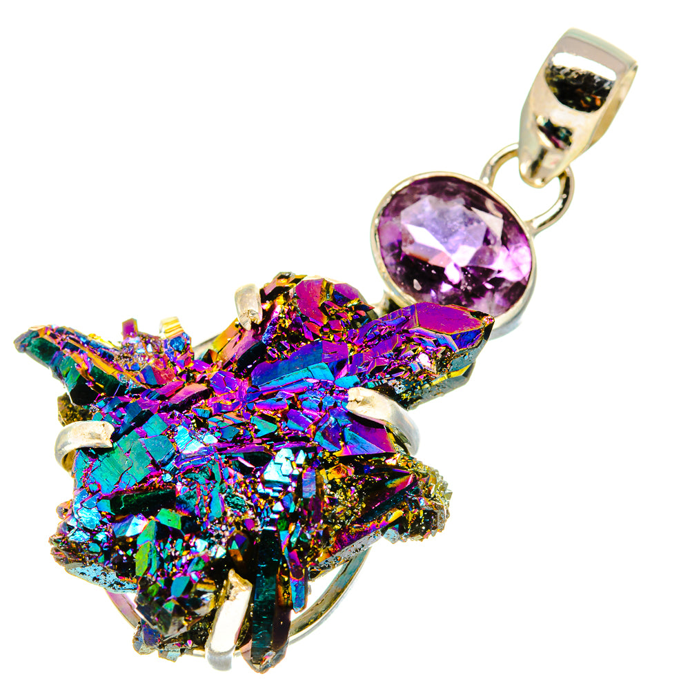 Titanium Sunshine Druzy, Amethyst Pendants handcrafted by Anasilvercos - PD757701