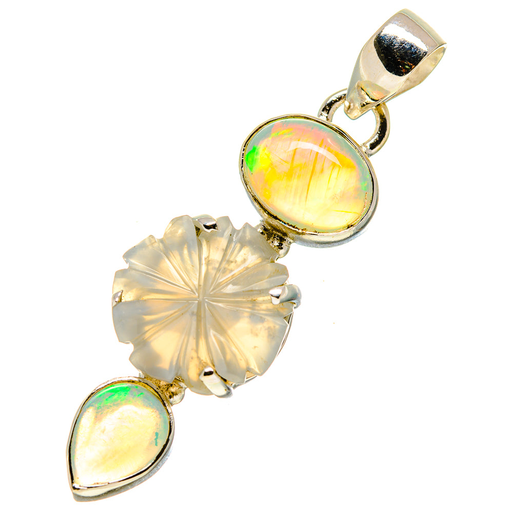 Moonstone, Ethiopian Opal Pendants handcrafted by Anasilvercos - PD757702